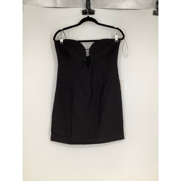 Bardot Size 10/XL Black Mini Eleni Dress Strapless Cut-Out Contoured Neck I14-12 - Picture 4 of 13
